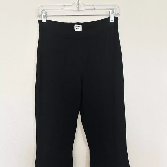 Aritzia Sunday Best Black High Waist Pull-On Flare Pants Medium Stretch Knit - Picture 5 of 7